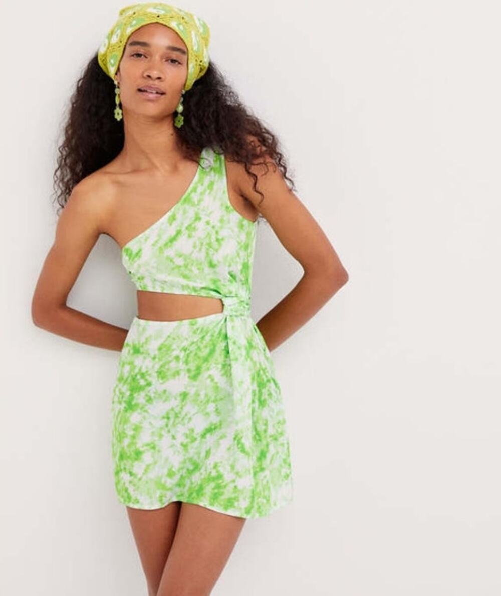 NWT For Love & Lemons Devon Tie Dye One Shoulder Cut Out Mini Dress Small